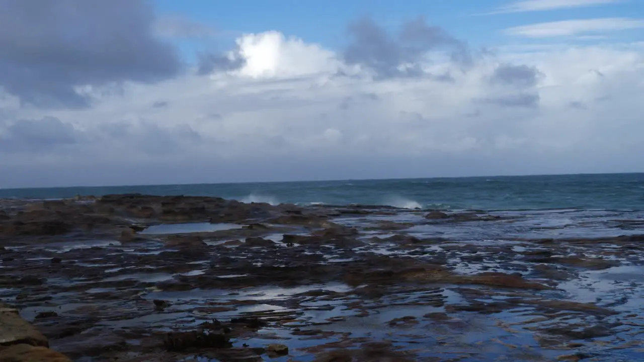 Waves Crashing On The Rough Shore Of Clovelly Beach Stormy Weather In Sydney Australia static shot