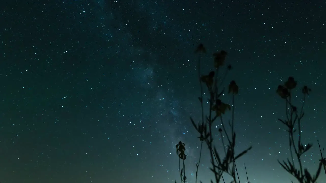 Time lapse of Milky Way passing over an open prairie