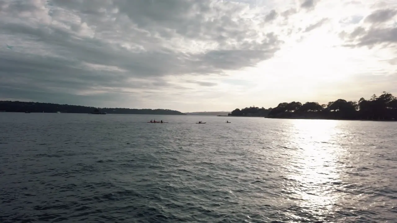 Group Of Kayakers In Water On A Sunny Day In Sydney Australia