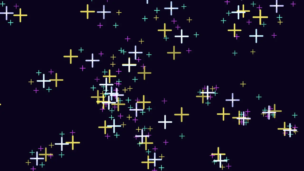 Fly colorful crosses in dark space