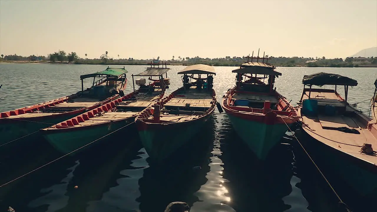 Time lapse video of khmer fishing boats in mooring showing the livelihood and culture of Cambodia