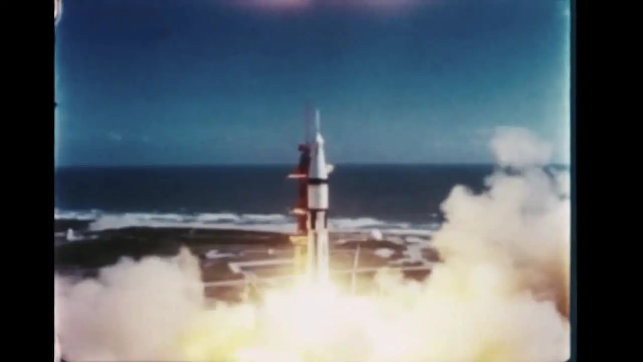 the Apollo 7 As It Leaves the Launch Pad And Sheds Its Engines As It Leaves Earths Orbit 1968