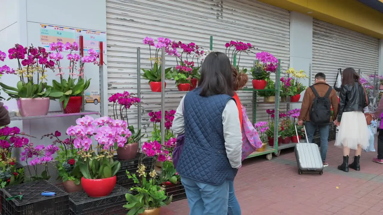 People buy flowers and plants ahead of the Chinese New Year at a flower market