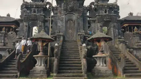 Wide Shot of People Walking Down Steps in Bali