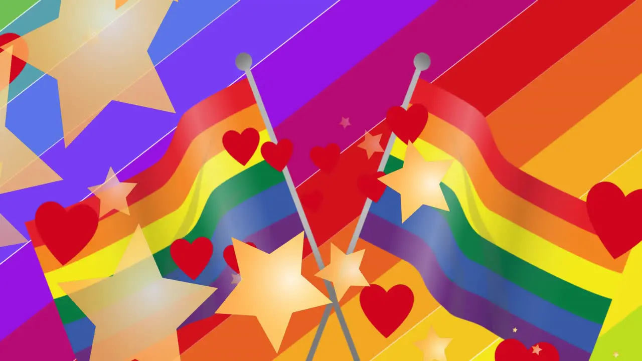 A vibrant abstract background featuring rainbow colors and stars