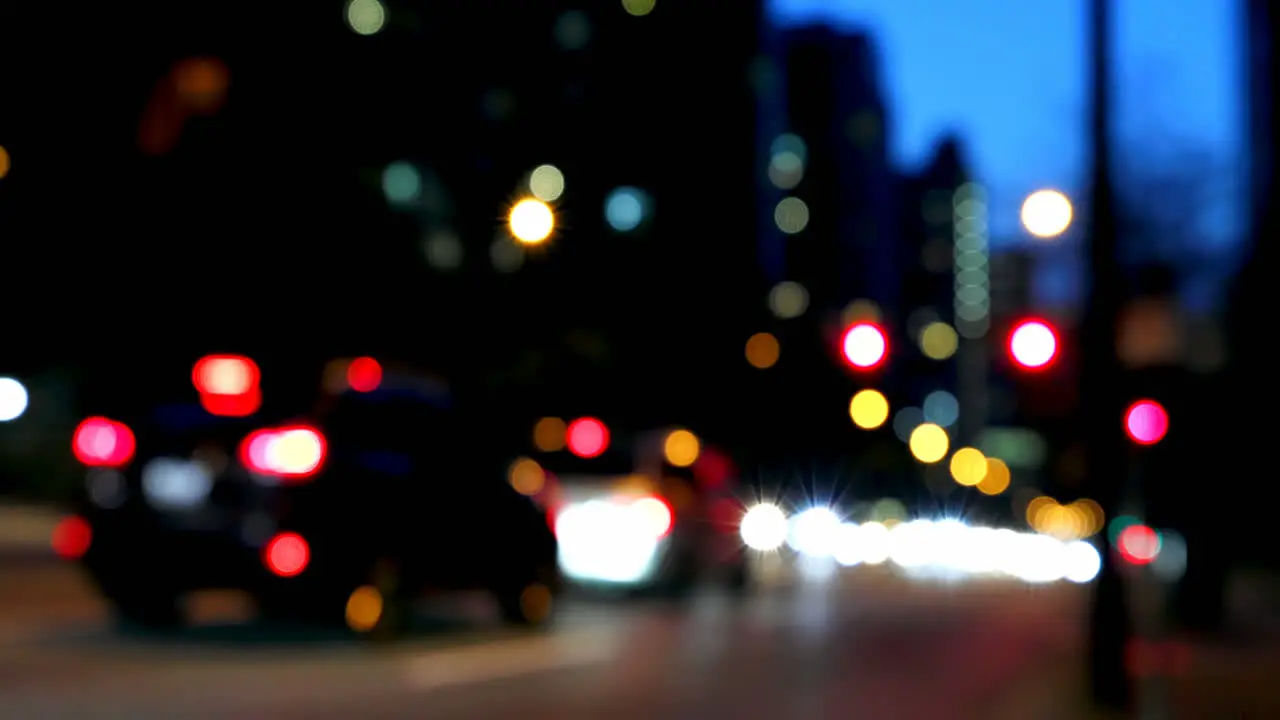 Colorful bokeh of car lights on the street at night 4k