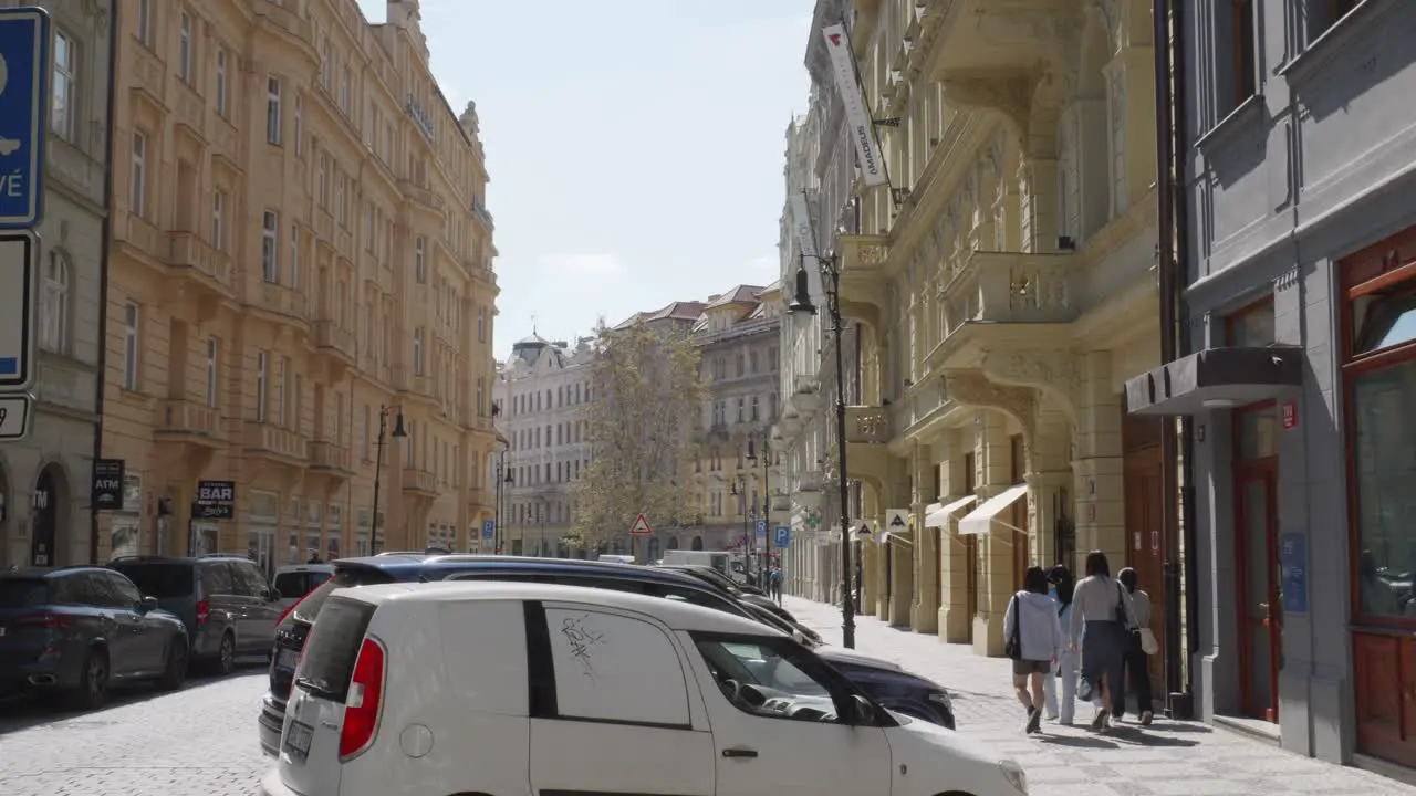 a typical street in Prague from a POV perspective