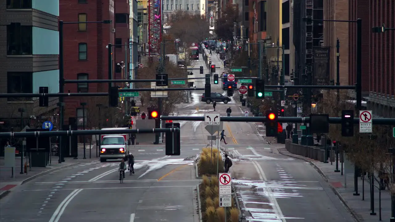 Time lapse of people and traffic flow on the 16th St Mall in Denver Colorado