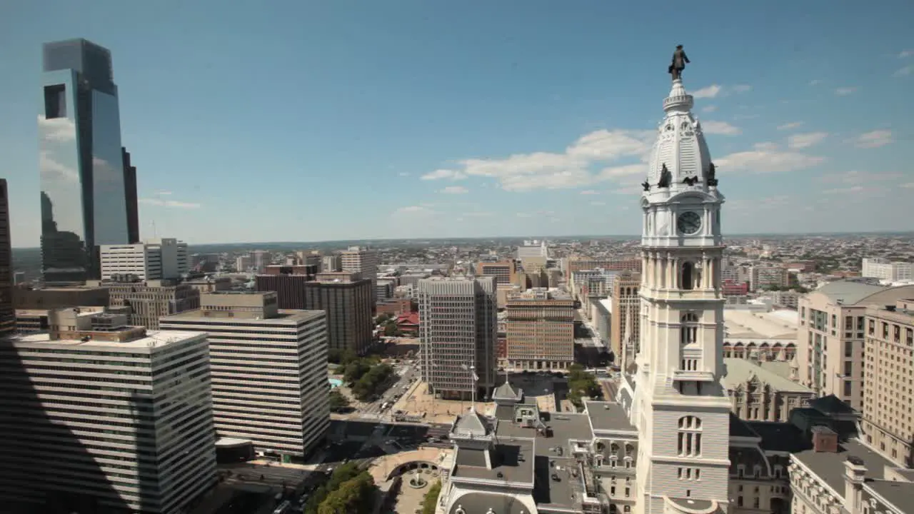 Philadelphia City Shot from High Angle City Hall and Streets