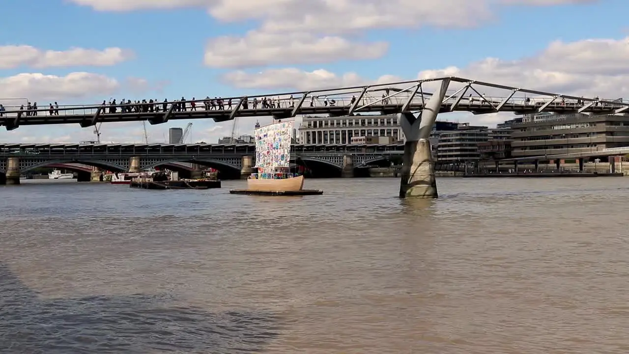 London's Millennium bridge crossing the river Thames