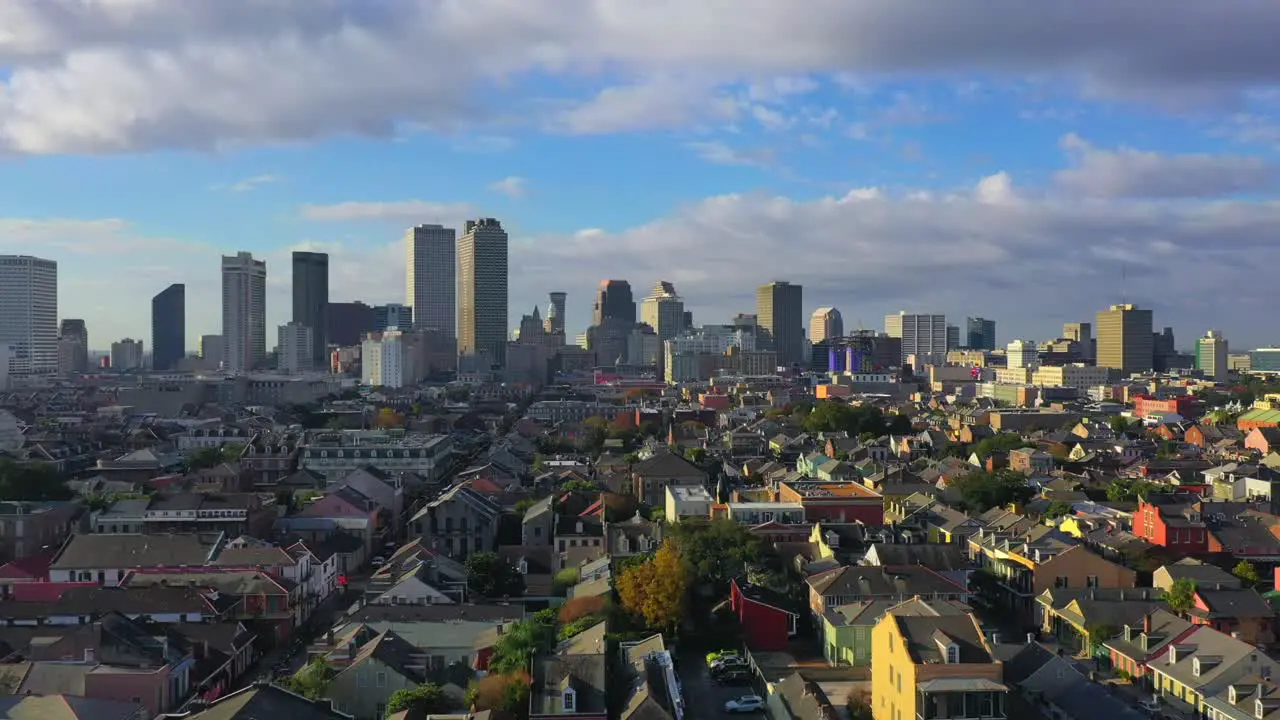 Droning above the French Quarter with the City of New Orleans in the back ground