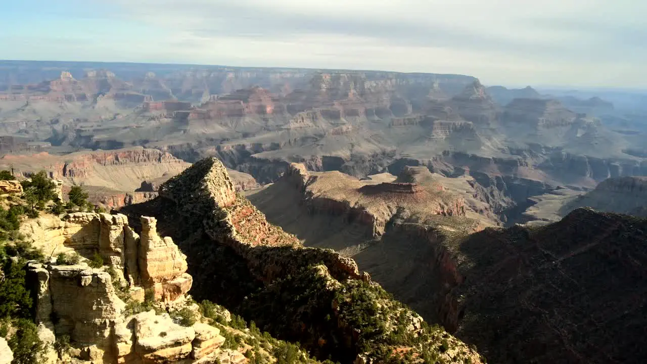 Drone landscape footage of the Grand Canyon showcasing its beautiful rock formation