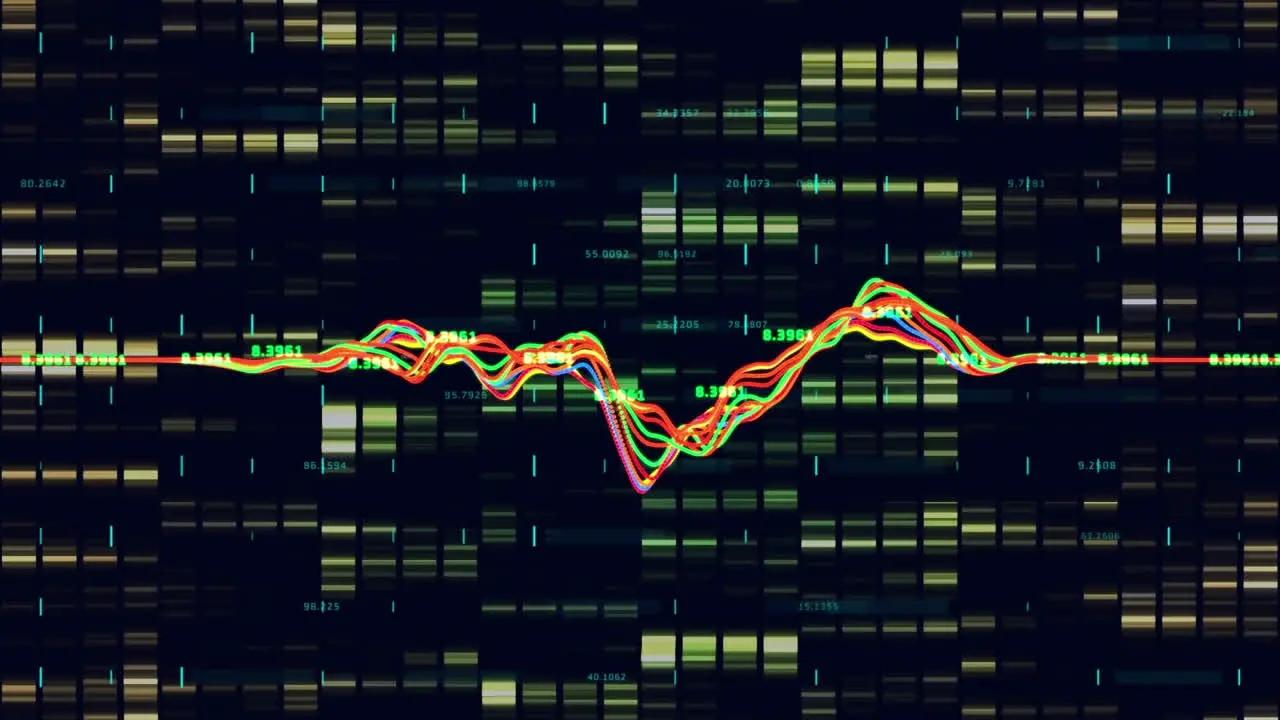 Animation of dna strand over data processing and grid