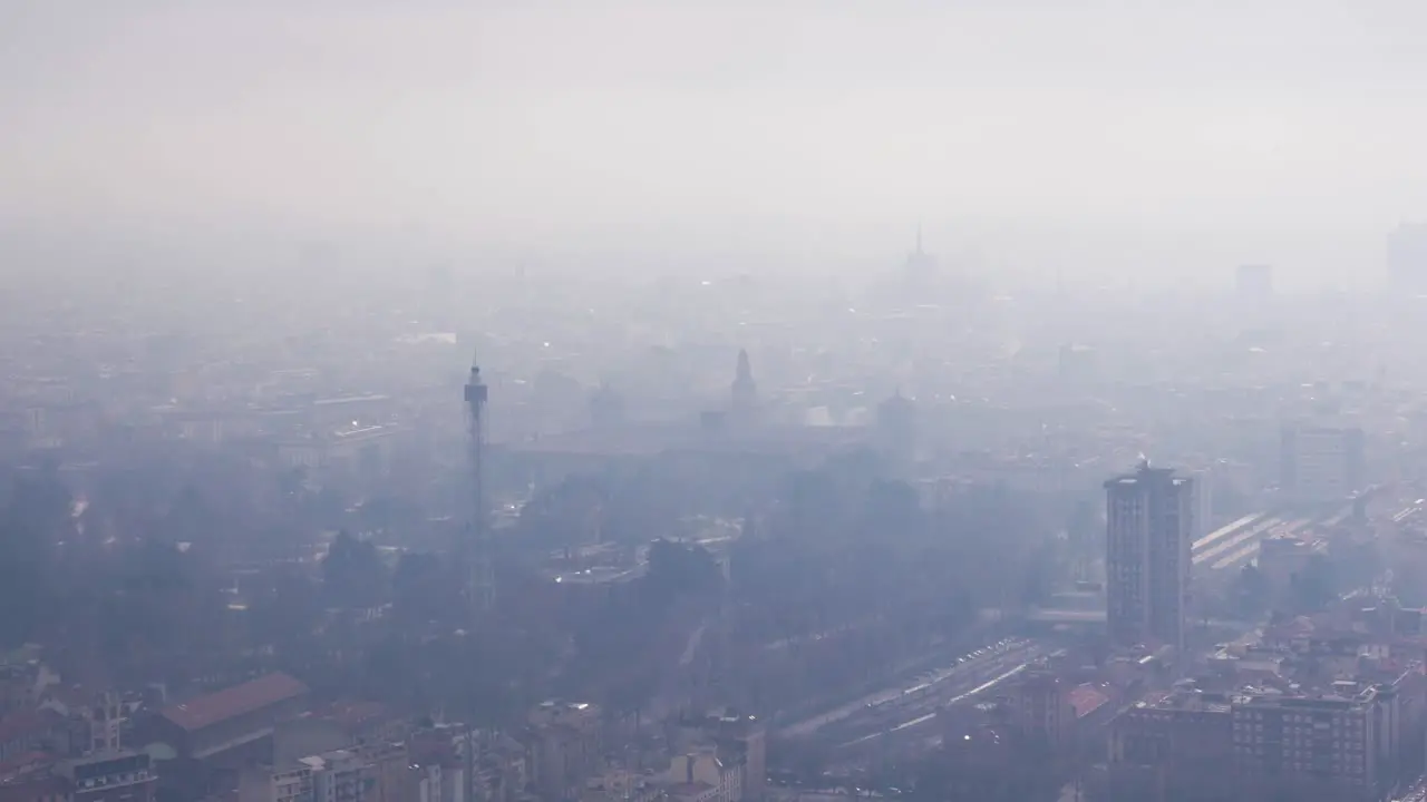 Pollution in Milan Fog over the city