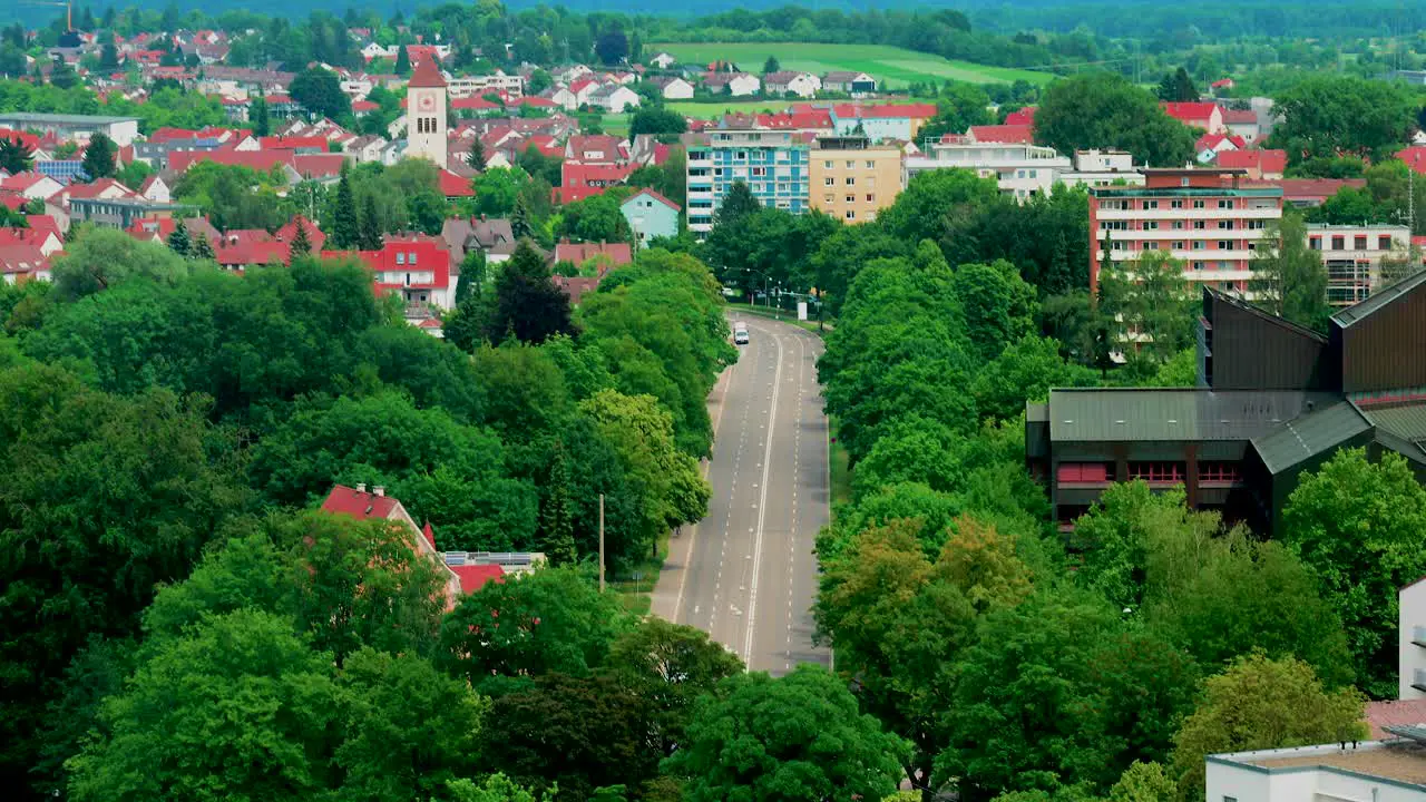 Cars traffic in the city at daytime