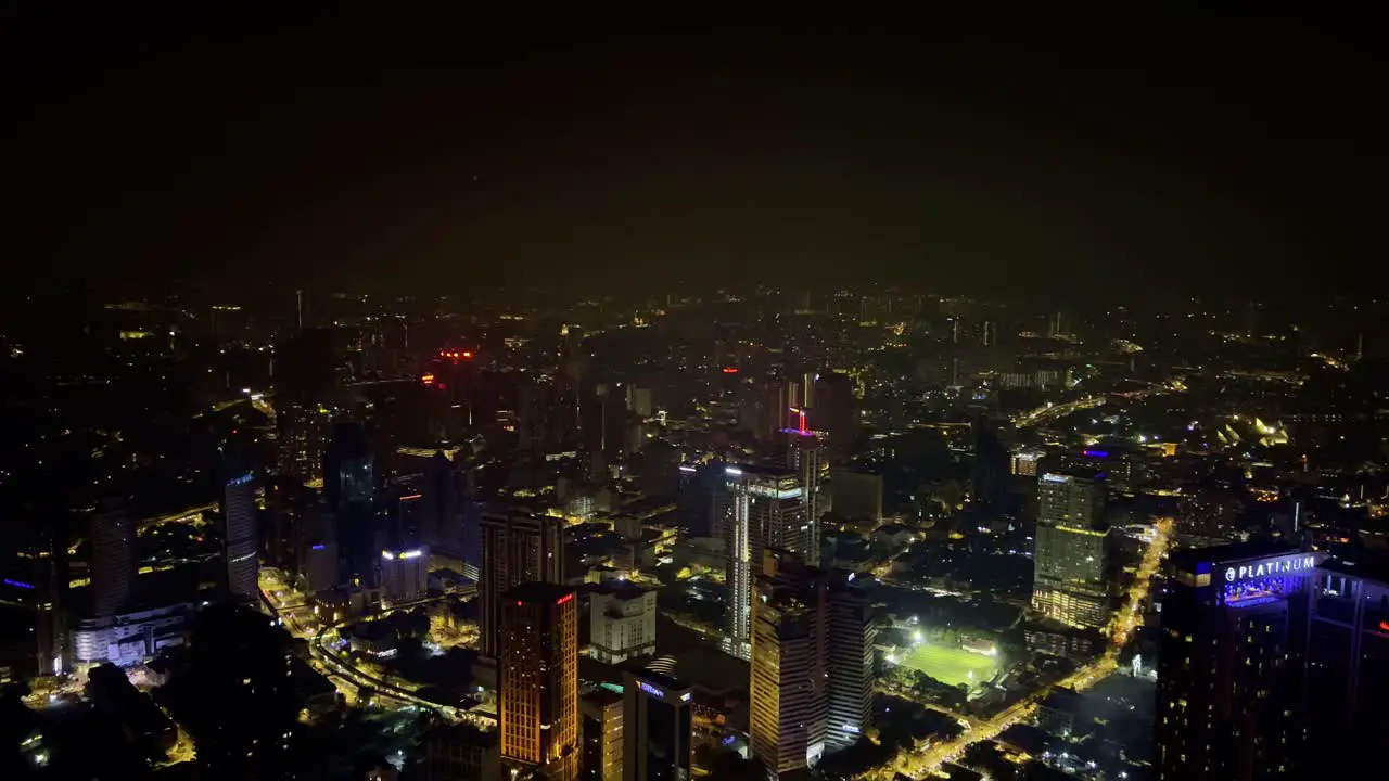 Aerial shot for the Kl towers that over looks the city at night