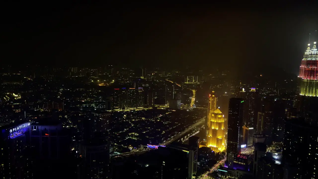 A breath taking view of the city lights at night in Kuala Lumpur Malaysia