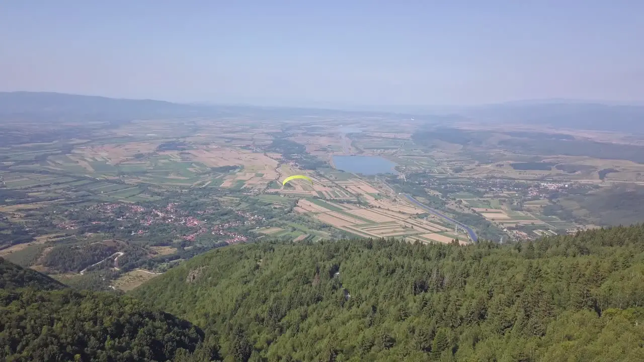 Aerial view from drone of paragliding