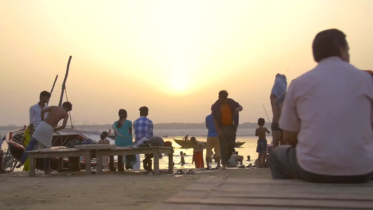 People Bathing in Ganges River