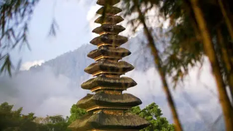 Handheld Long Shot of Pura Ulun Danu Bratan Temple