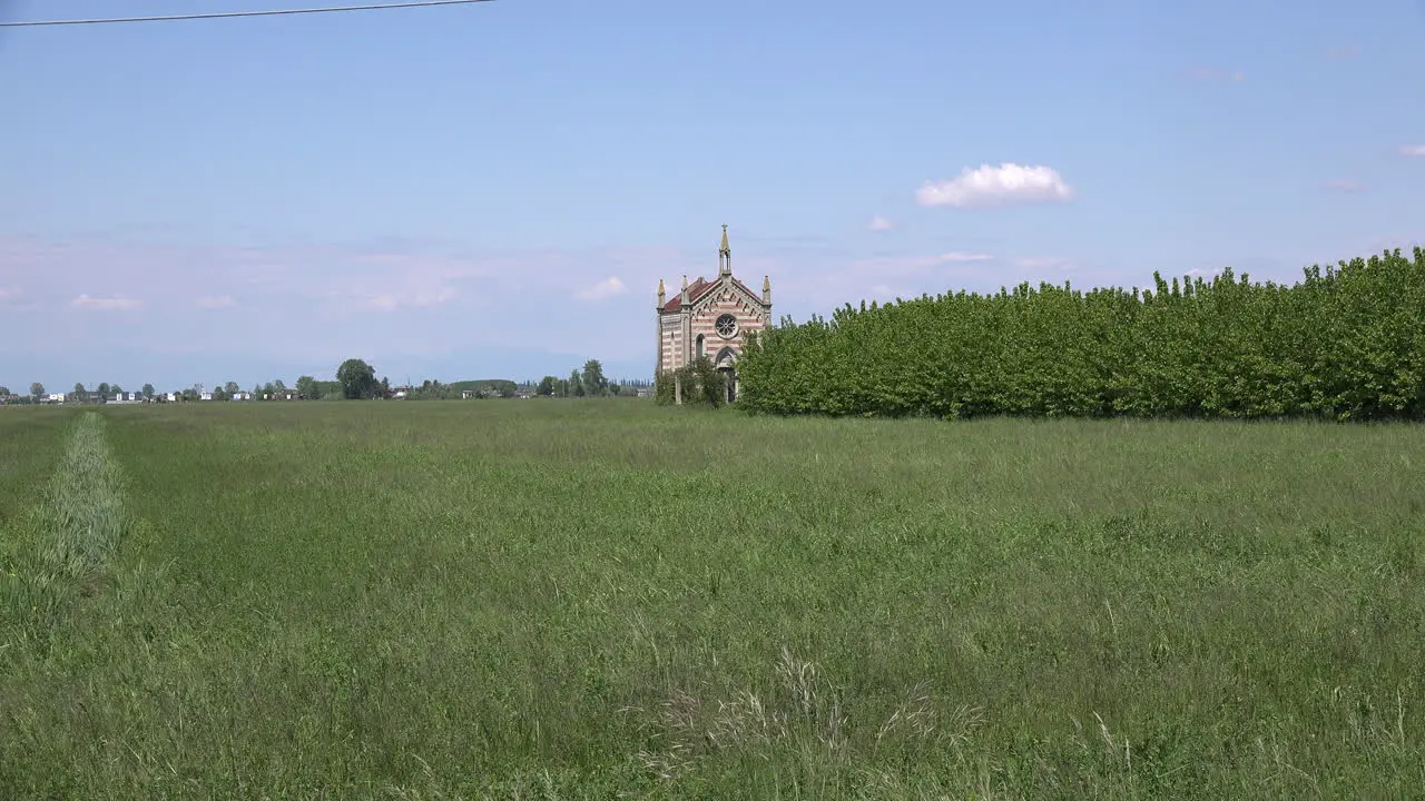 Italy Small Chapel By Grove Of Trees Zooms In