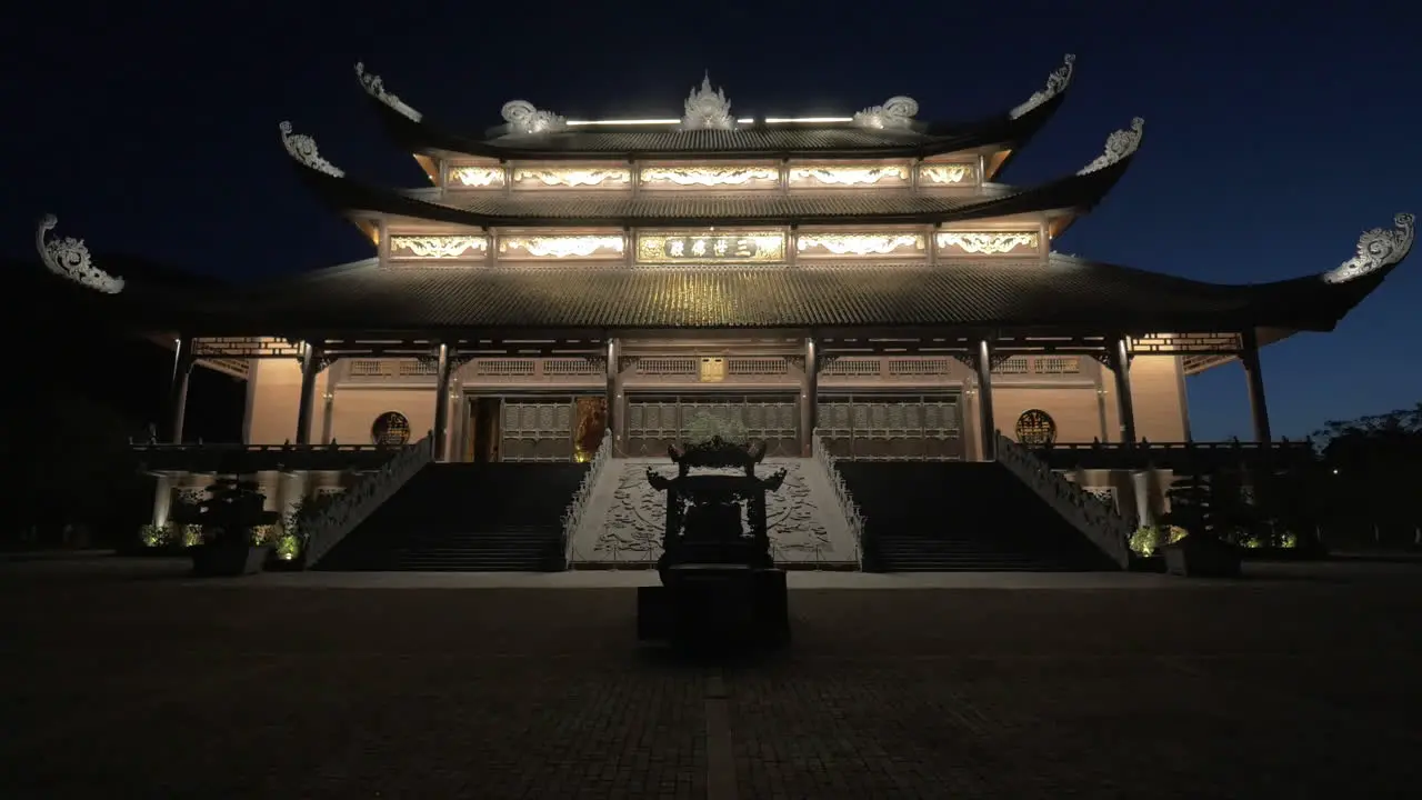 Night view of Bai Dinh Pagoda in Vietnam