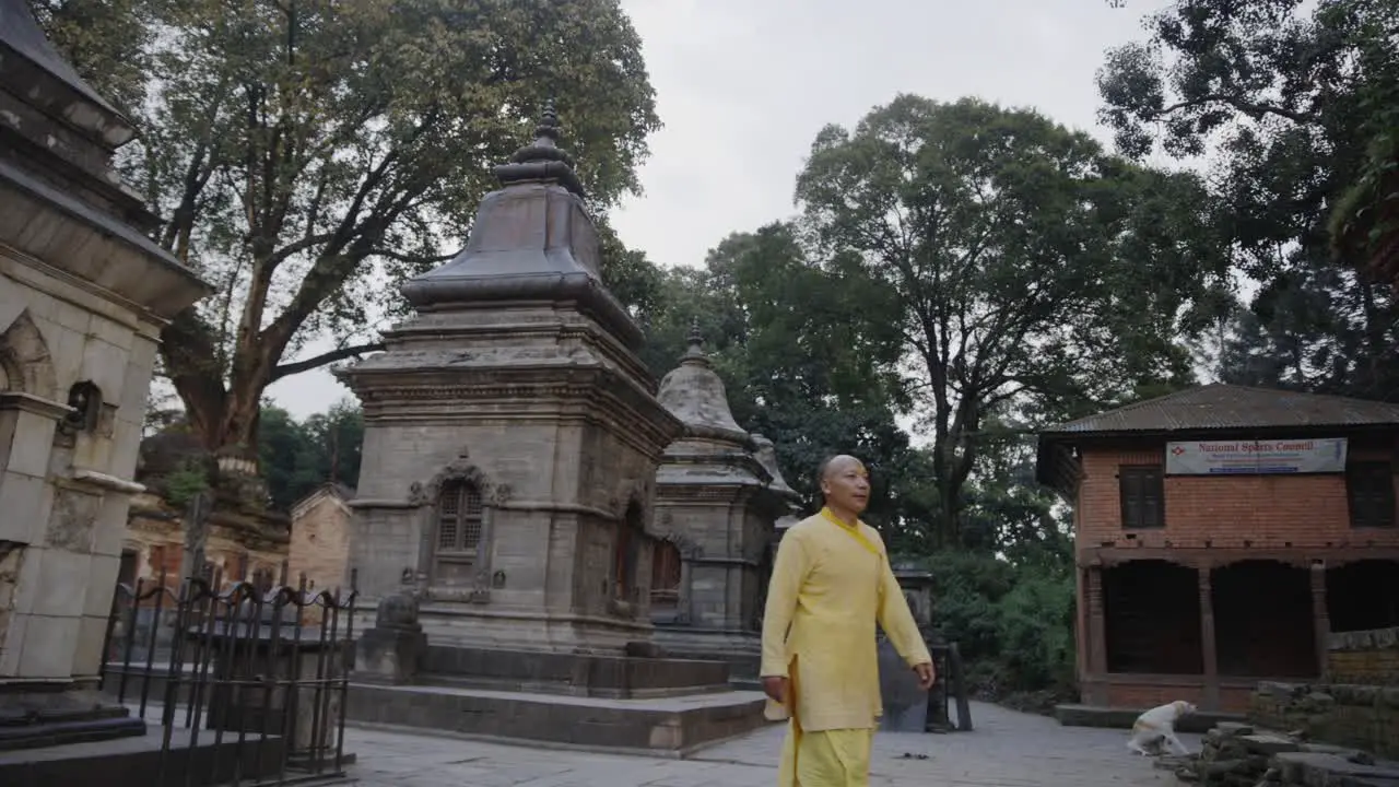 Pashupatinath Temple monuments panning handheld shot