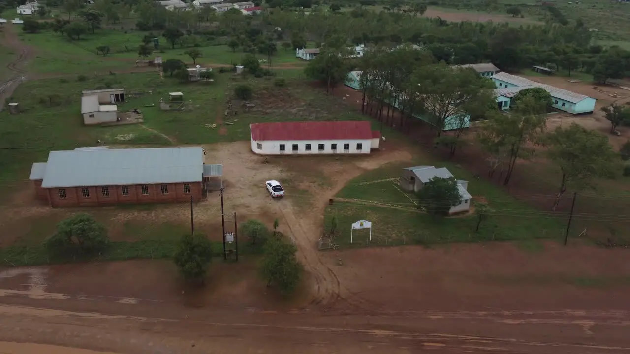 Drone video of a catholic mission school church at a village in Bulawayo Zimbabwe