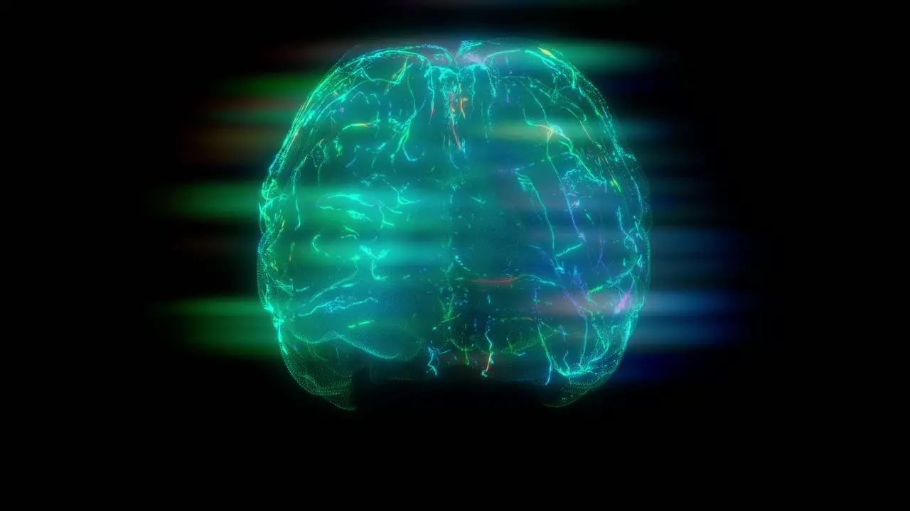 rotating animation of digital brain activity synapse flow and neuronal connections