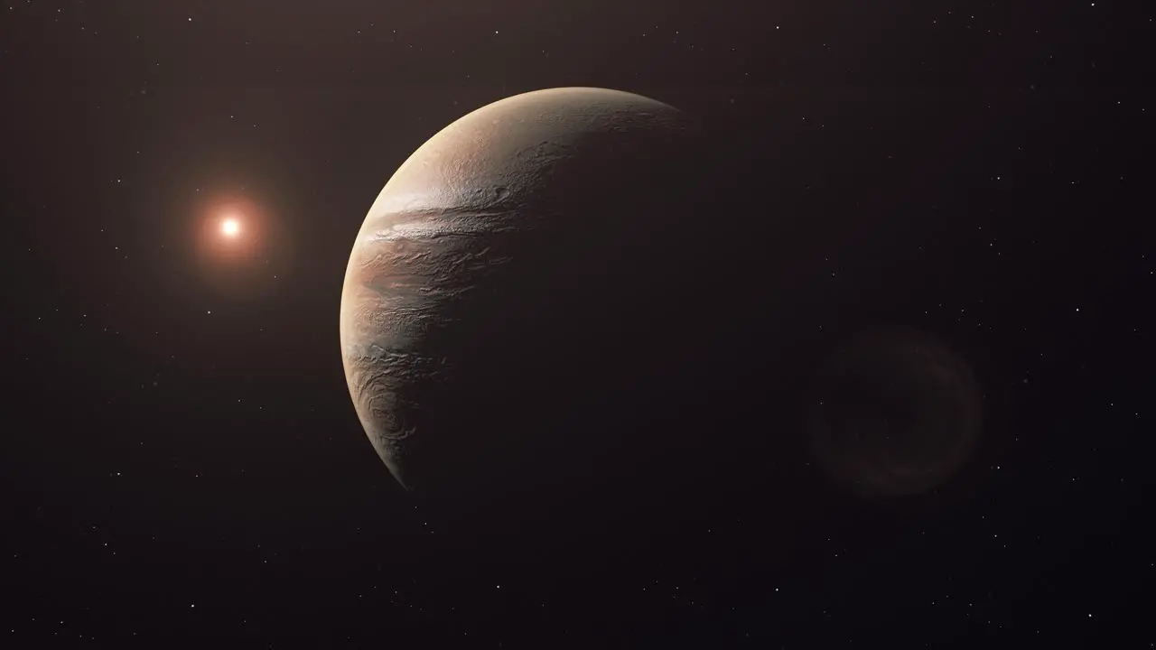 Planet Jupiter With Distant Sun Background animation