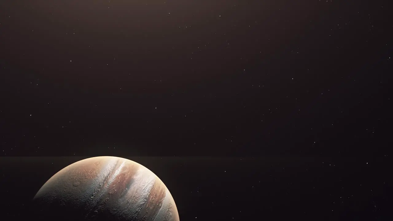 Planet Jupiter On The Outerspace With Dark Starry Sky