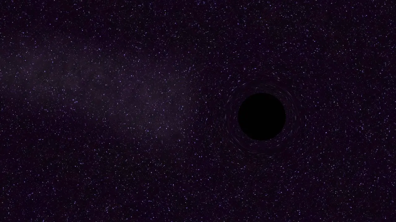 A super massive black hole passing by in empty sapce bending time and space