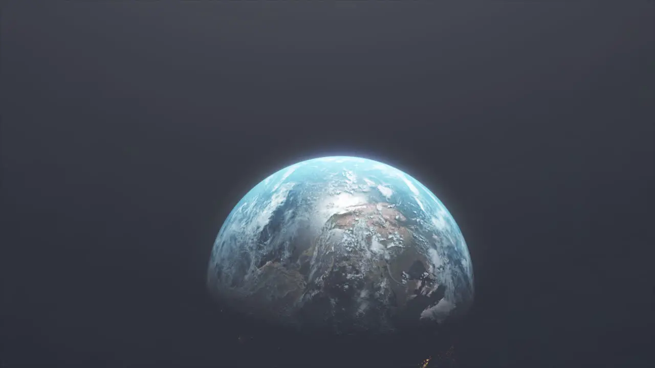 Realistic Cinematic Shot of Earth in Space with USA and Pacific Ocean Visible