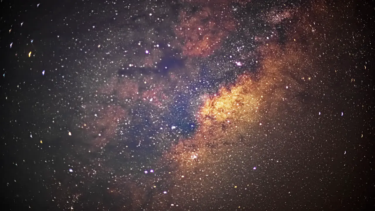 Night landscape colorful timelapse of the Milky way moving in the sky