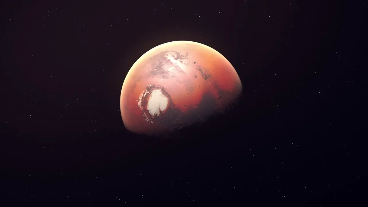 Spinning Planet Mars In Dark Space animation