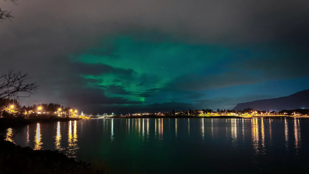 Colorful Aurora Borealis Dancing In The Night Sky In Iceland time lapse