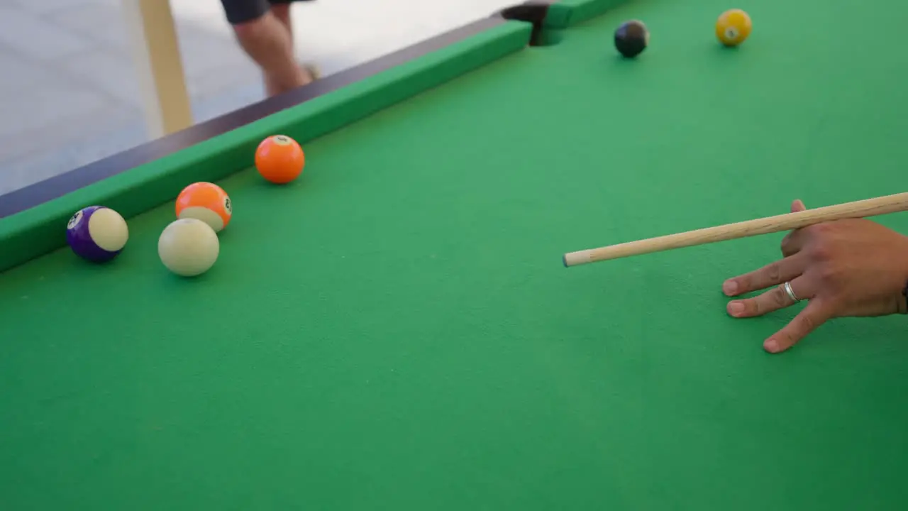 billiard competition between Young men in the hall insert shot trucking shot