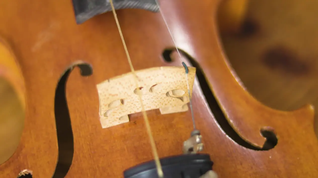 Wooden old violin revealed in a smood tilting slow motion