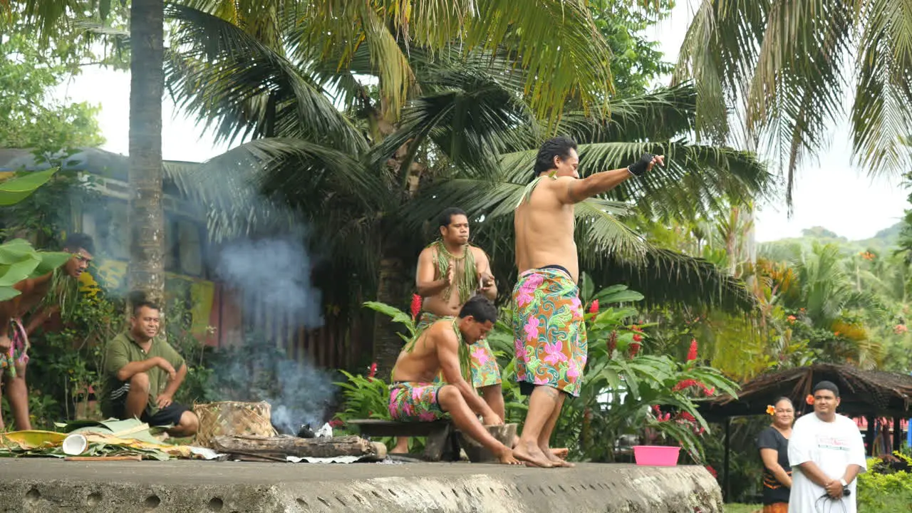 American Samoa Village Men Dancing Display