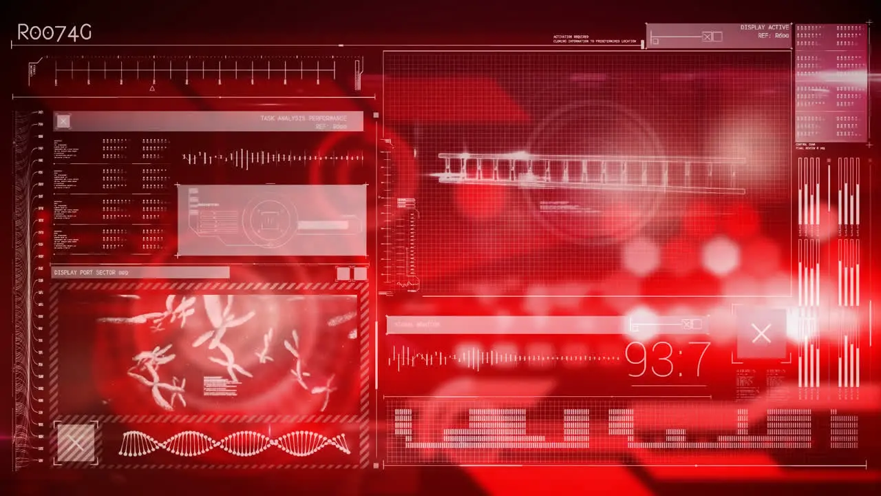 Medical digital interface against red background