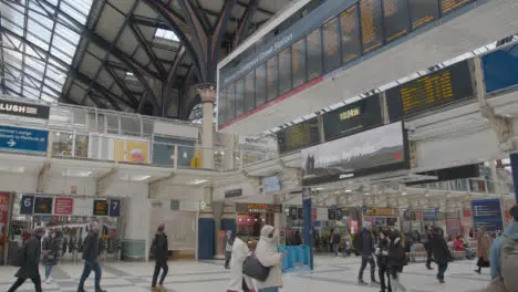 Departure Board On Concourse At Liverpool Street Rail Station In London UK