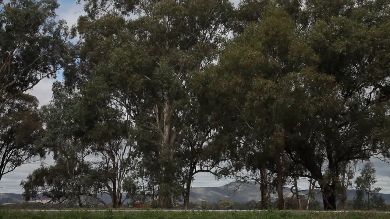 Large industrial trucks driving across frame along a main highway in Australia