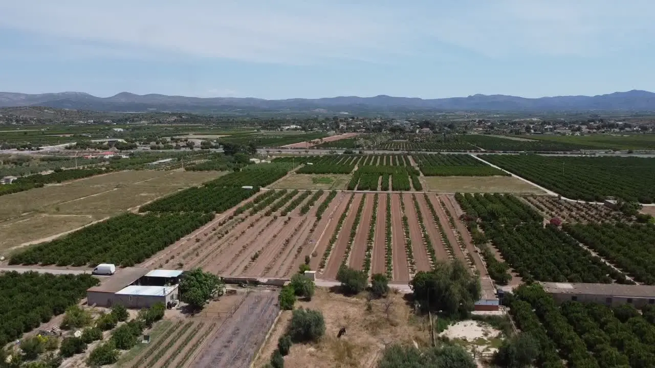 Delivery van driving through fields in Spain