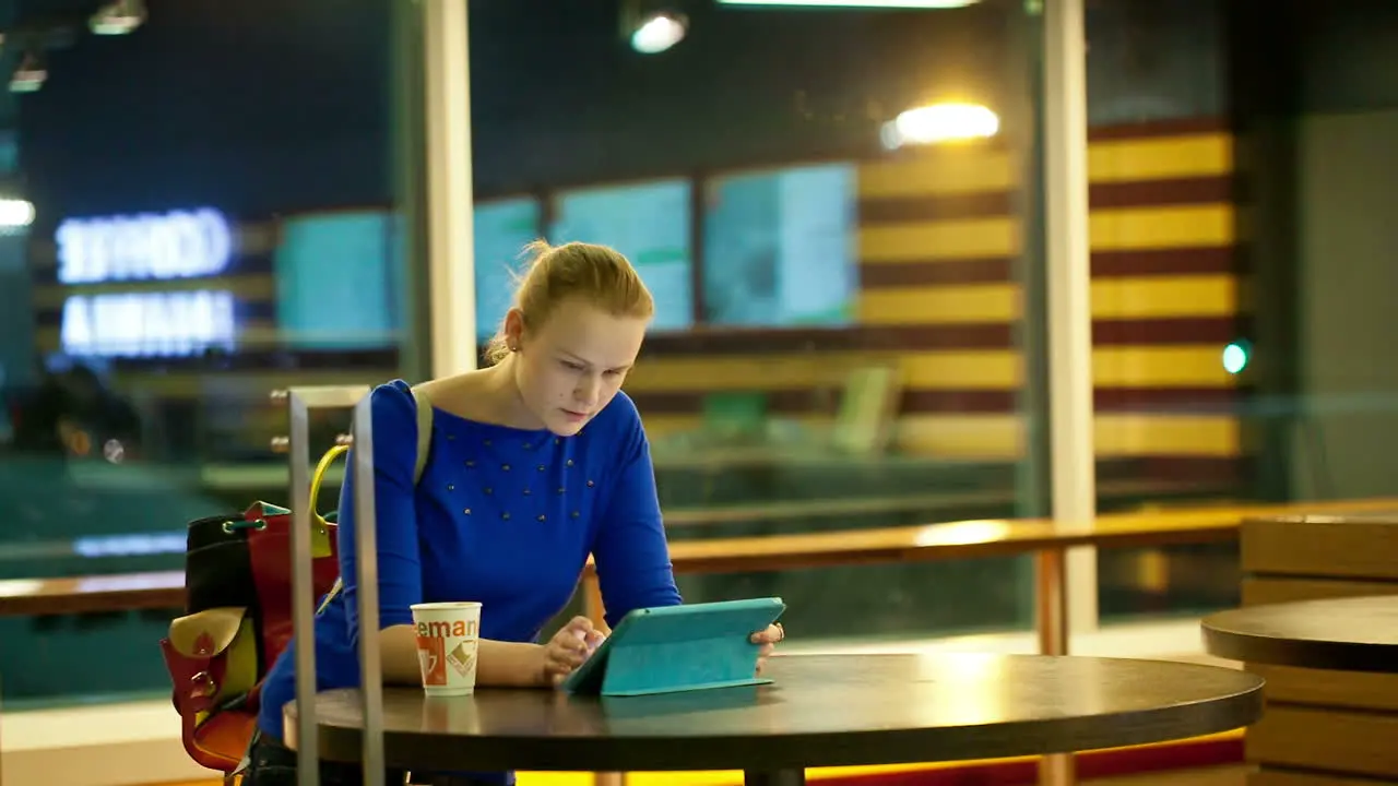 Using a touchpad in the airport terminal