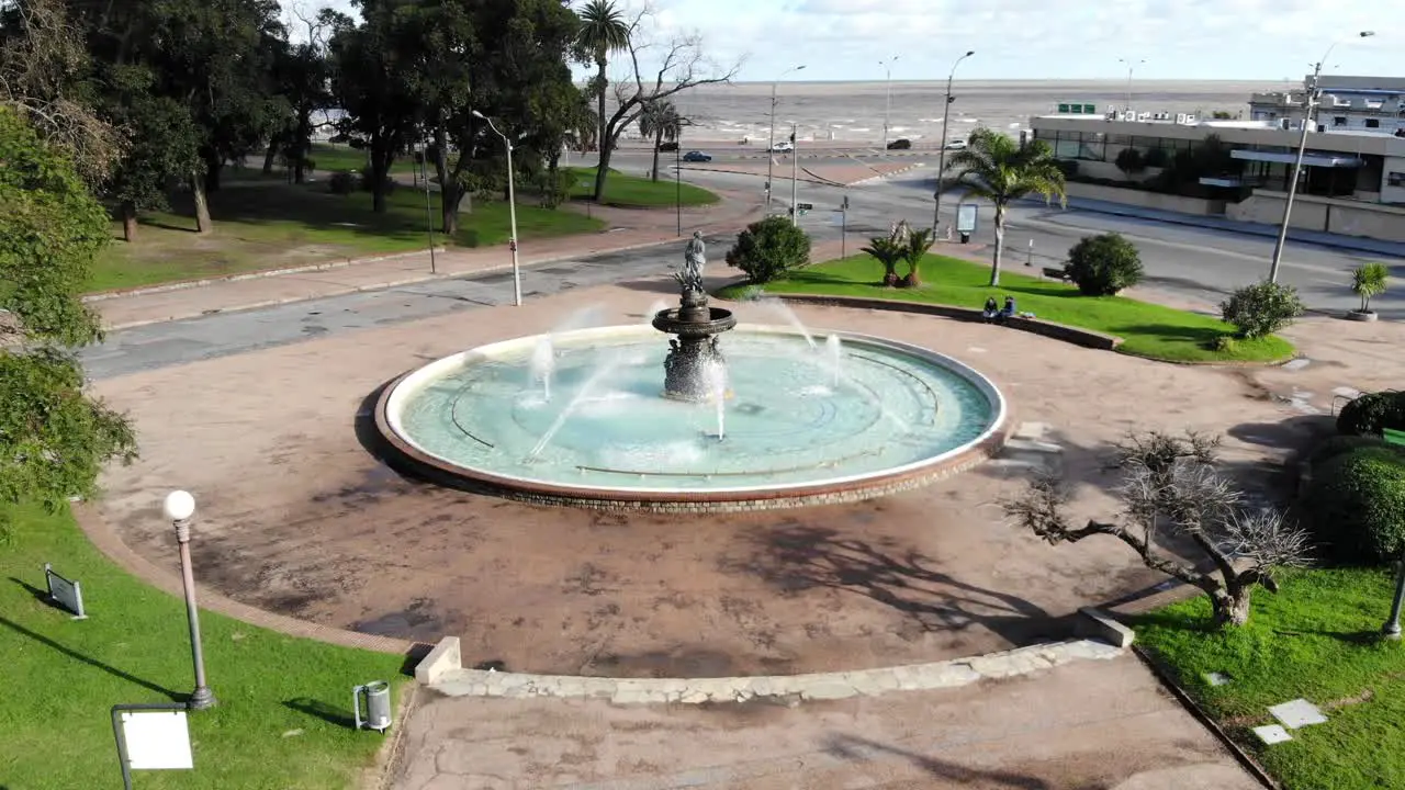 Drone Aerial Footage Fountain Parque Rodo Montevideo Uruguay