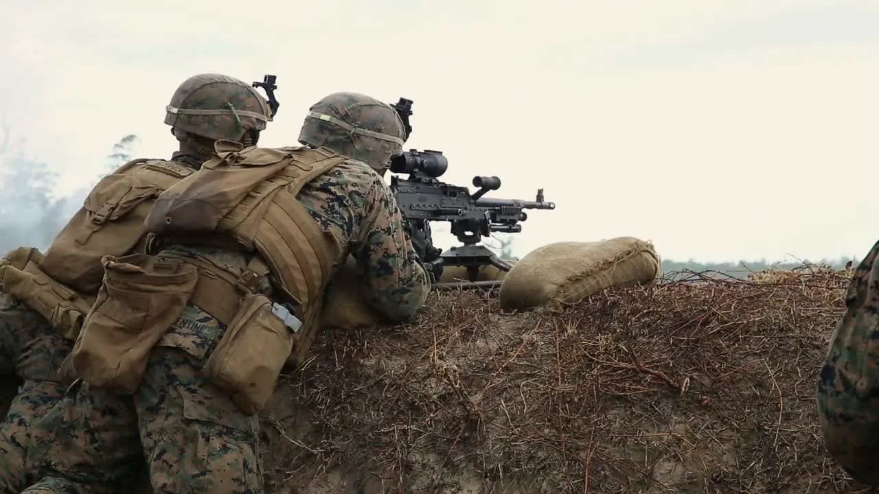 Us Marines Supervised Live Fire Military Machine Gun Training Exercise G-36 Assault Range Camp Lejeune