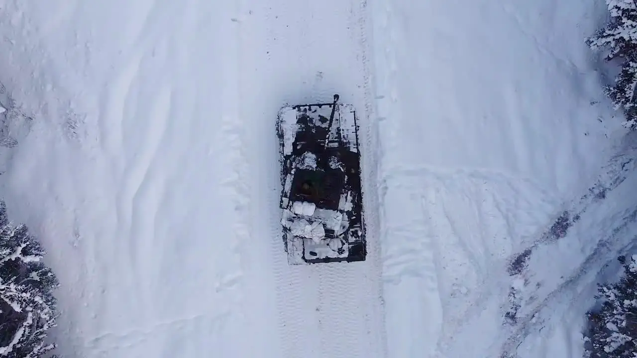 Drone Shot British Army Challenger 2 Tanks Drive Through Estonia Forest During Nato’S Exercise Winter Camp