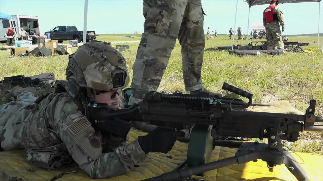 Female Soldier With The Georgia Air National Guard Recieves Machine Gun Live Fire Weapons Training Elgin Afb Florida