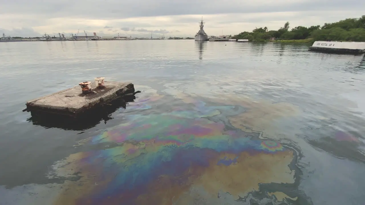 USS Arizona Oil Slick At Pearl Harbor In Honolulu Hawaii