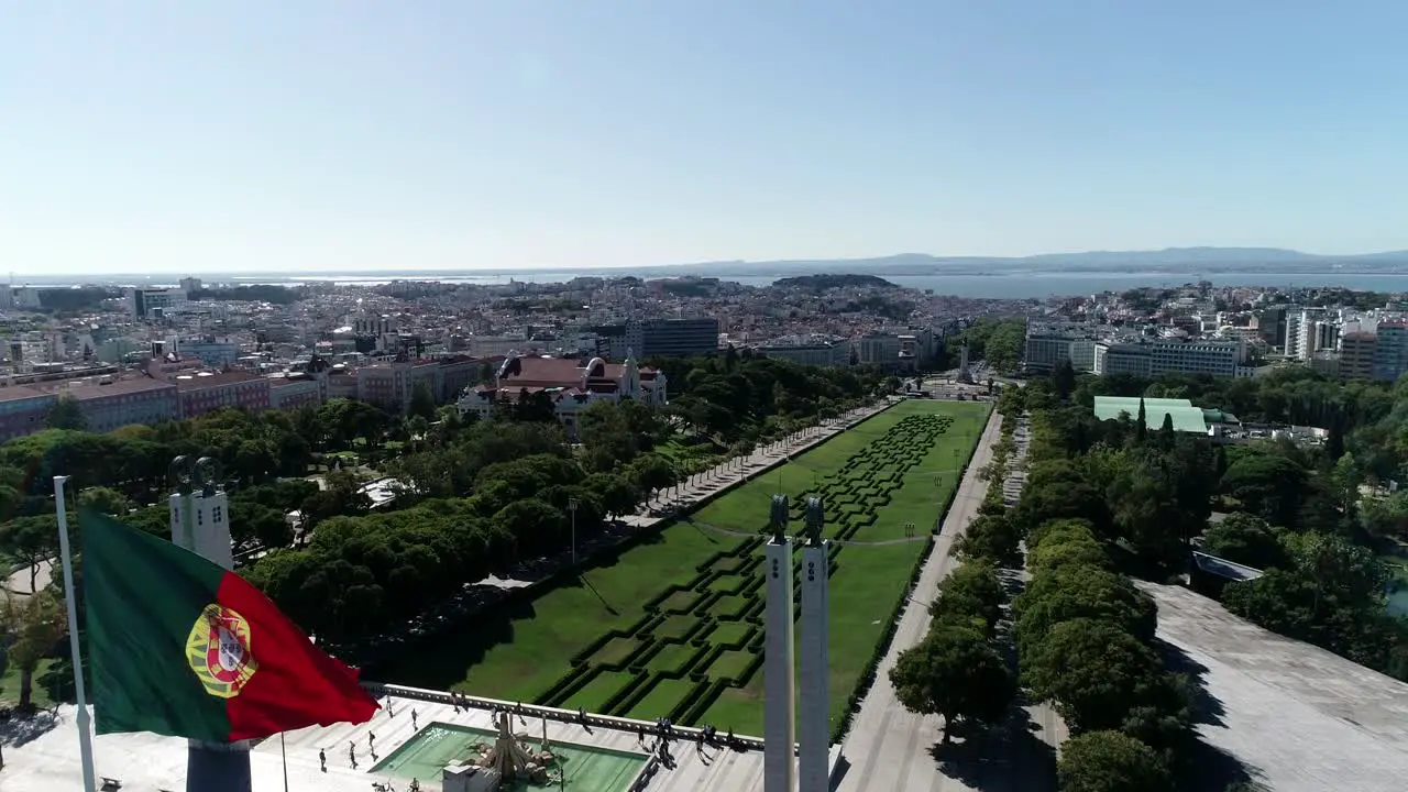 Giant Portugal Flag Winding in Portuguese City Capital